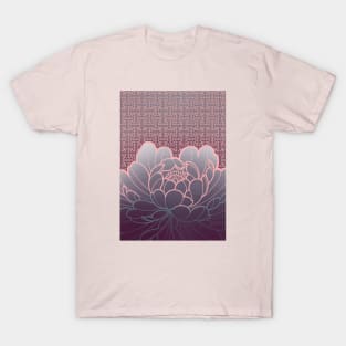 vintage peony flower and geometric pattern T-Shirt